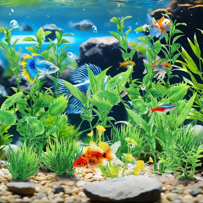 AOOTE Decorazioni per Acquario,10 Pezzi Decorazione Piante per Acquario,Pianta Decorazione