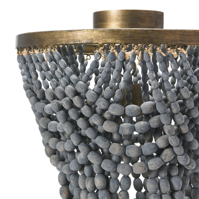 Creative Co-Op 2-Tier Draped Wood Bead Semi-Flush Mount Ceiling Light