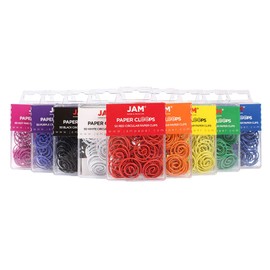 JAM PAPER Circular Paper Clips Assortment Pack - 9 Color Packs of Round Circular Paperclips - 50/Pack