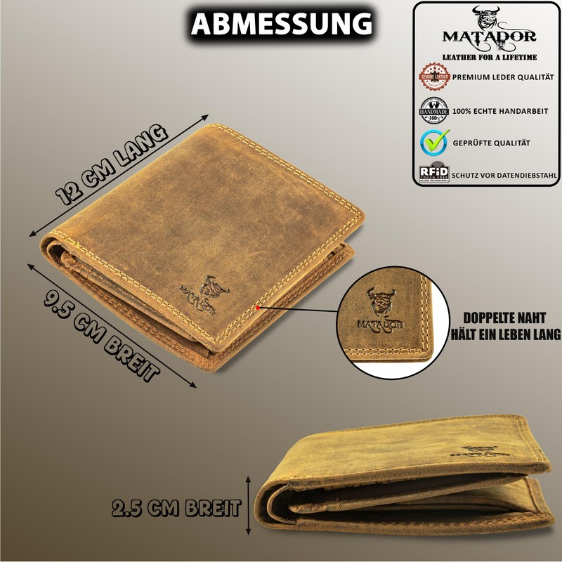 MATADOR 6402 Men's Unisex Wallet Women, Hunter Brown, Vintage