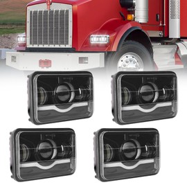 4x6 Inch LED Headlights Rectangular Replacement H4651 H4652 H4656 H4666 H6545 Compatible with Peterbilt Kenworth Freightinger Ford Probe Oldsmobile Cutlass-4 PCS