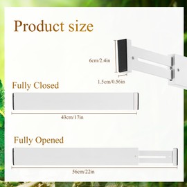 Sawysine 12 Pcs Bamboo Drawer Dividers Adjustable Drawer Organizers Spring Separators Organization Expandable Organizers for Kitchen Bedroom Bathroom Dresser Office (White Color, 22 x 2.4 Inches)