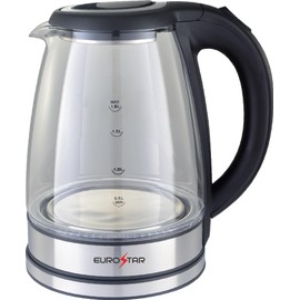 EUROSTAR EKG1808BK 1.8L Glass Electric Kettle,Black