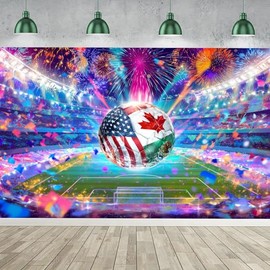 Fondo para fotografía de la Copa Mundial de Fútbol 2026, trofeo de fútbol, partido temático, decoración de fiesta, pancarta de campo, estadio, celebra