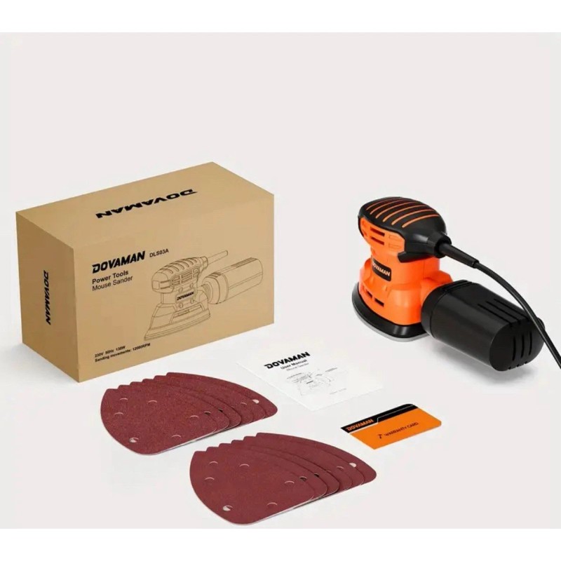 Dovaman 130W Detail Hand Sander Tool With 12Pcs Sandpapers For