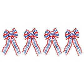 Set of 4 Black Duck Brand Stars and Stripes Patriotic Wired Ribbon Bows (Stars+Stripes)