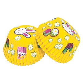 Pack of 100 Mini Muffins Paper Cases Yellow Easter Muffin Cases Paper, Cupcake Cases, Yellow Rabbit Muffin Cases Paper Small for Baking, Dessert Easter Valentine's Day Birthday Wedding Decoration