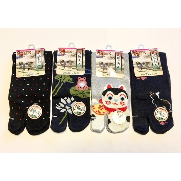 Eden Japan Tabi Socks, Japanese Pattern, Cotton Blend, Set of