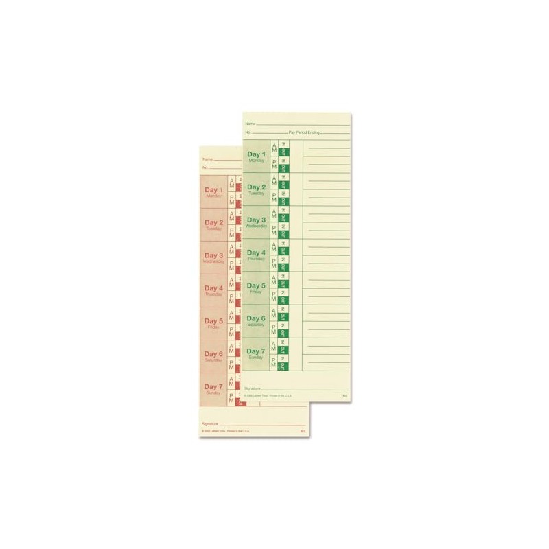 Lathem Weekly Time Cards, Double-Sided, for Lathem Model 2121/Side-Print Time