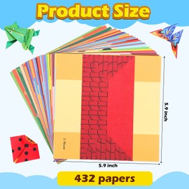 432 Sheets Origami Paper Kit with Guiding Book Origami Kit for Kids Ages 5-8 8-12, 54 Pattern Double Sided Folding Art Crafting Supplies for Adult Teen Preschool Training Craft Christmas Birthday Gift