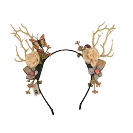 F Fityle Light up Antlers Flowers Headband Luminous Head Band for Roles Play Wedding Prop