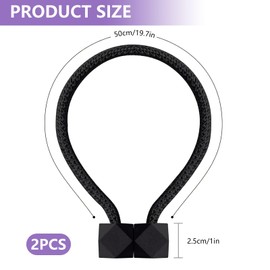 Magnetic Curtain Tie Backs Black 2 Pack – Strong Hold Rope Tiebacks for Drapes – No Drill Installation Curtain Holdbacks for Home & Office Windows – Modern Style Decorative Curtain Clips & Buckles
