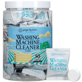 Ginger Lily Farms Botanicals Washing Machine Cleaner Tabs, Deep Cleaning Tablets for HE Front Load & Top Load Washers, Fragrance-Free, 50-Count