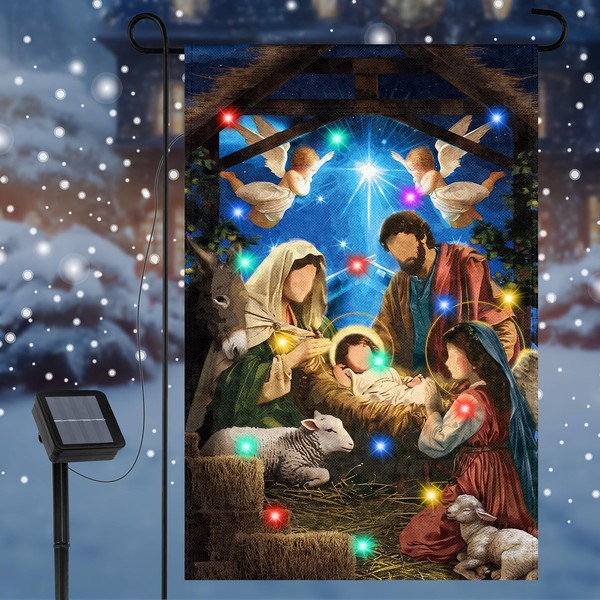 Ganeen Christmas Garden Flag Nativity Garden Flag 12 x 18