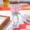 Enjinkail Pink Crystal Flowers Decor with Stems Vase, Glass Rose