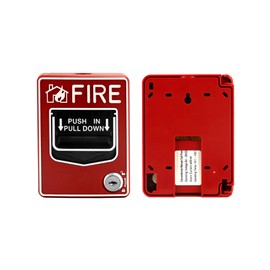 QWORK Wired Emergency Fire Alarm Station, 2 Pack Dual Action Manual Call Point Fire Alarm Panic Button 9-28VDC with 4 Keys