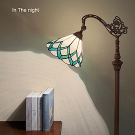 Capulina Tiffany Floor Lamp 62 Inches Tall Green Romantic Style Stained Glass Soft Light Arched Gooseneck Adjustable Angle Reading Floor Lamp for Living Room Bedroom Home Office