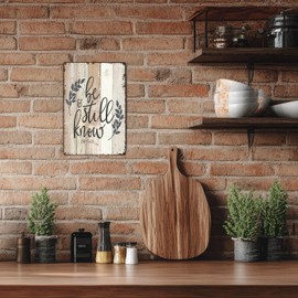 Znzd Metal Signs Be Still & Know - Psalm 46:10 Christian Art Bible Verse Wall Art Decor Religious Scripture Quotes Wall Tin Signs for Garden Kitchen Cafe Bar Pub Beer Club Wall Home Decor 12x8 Inch