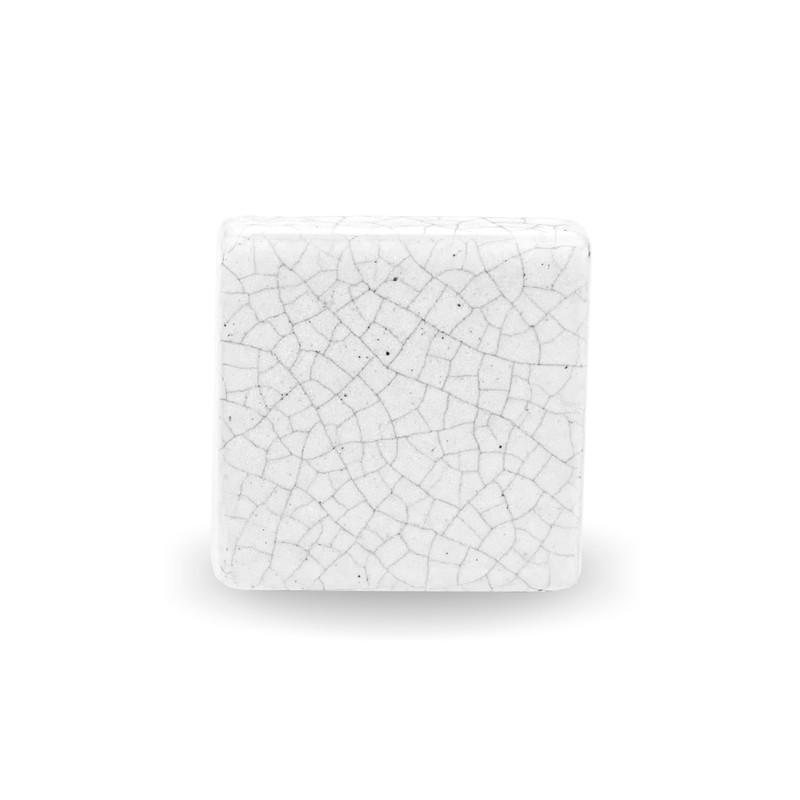 ETHNICITI Square White Crackle 40mm Ceramic Door Knobs Vintage Shabby
