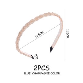 Pack of 2 Braided Pearl Chain Headbands, Glitter Twisted Headbands, Traditional Headbands, Dress Headbands, Velvet Headbands, Elegant Headbands for Women