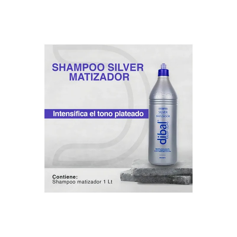 Shampoo Dibal Silver Intensifica Tono Cabello Plateado 1 Lt