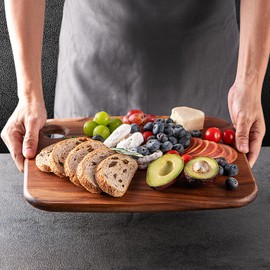 Wood Chopping Boards for Kitchen, James.F Acacia Wooden Heavy Duty Chopping Board, Wooden Cutting Boards Serving Boards with Hang Hole for Meat, Bread or Vegetables (25 x 20 x 1.8 cm)