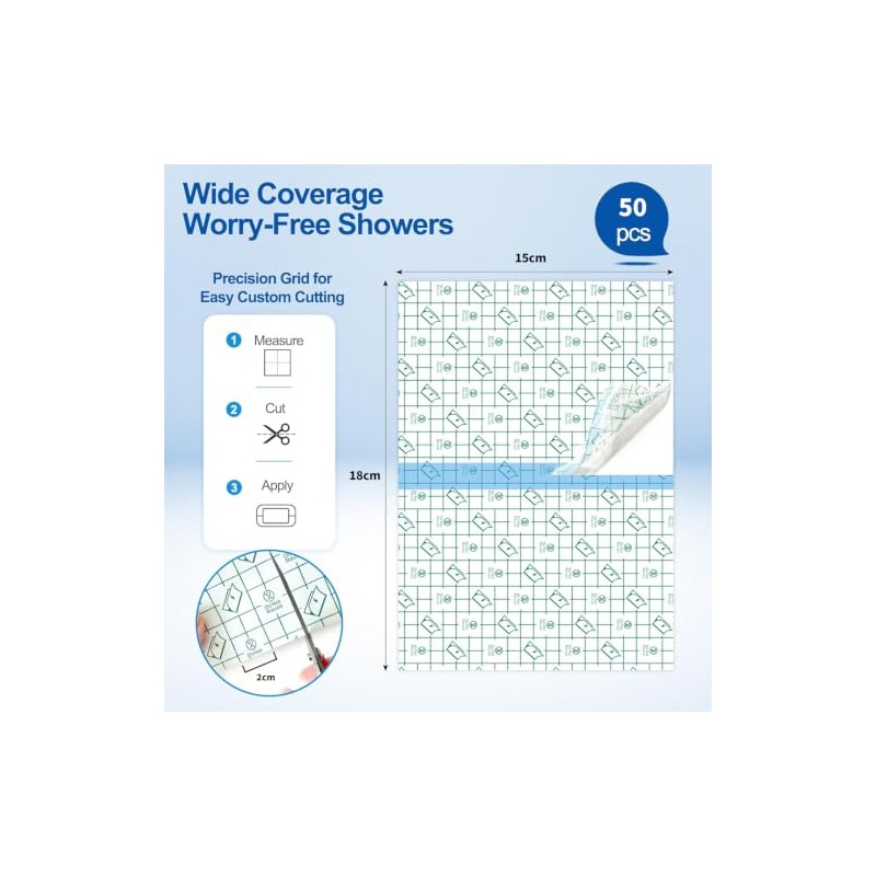 50 Pack Waterproof Shower Bandages for Port Surgery Incision Aftercare