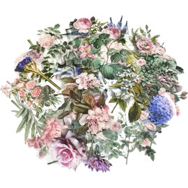 80 Pegatinas Florales Naturales Vintage, Pegatinas Decorativas de Estética Retro, Calcomanías de Arte Adecuadas para Albumes de Recortes, Cuaderno, Diario, Album de Fotos, Computadora (Flores)
