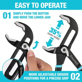 DURATECH Groove Slip Joint Set, Water Pump Pliers Set, V-Jaw Tongue and Quick Release Plumbing Pliers, 8-inch, 10-inch, 12-inch, CR-V Steel, Organized in Pouch