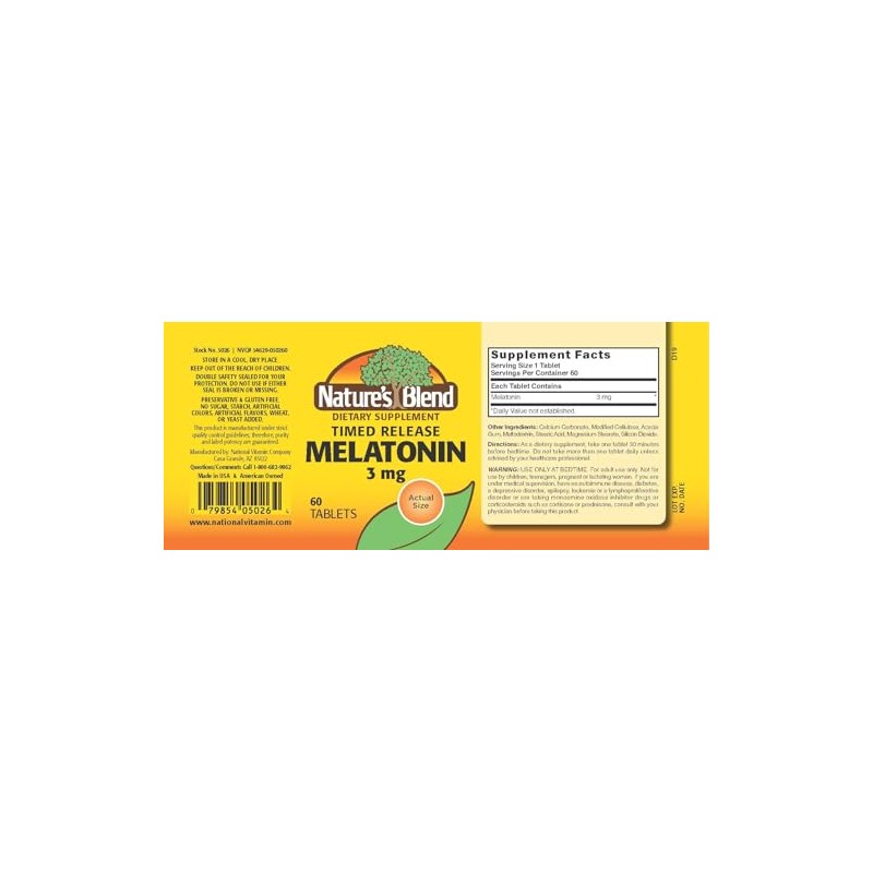 Melatonina Timed Release 3 mg 60 Tabs