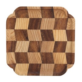 Wooden Pan Tea Tray Dish Bowl Fruit Salad Bread Serving Plate Kitchen Tableware25x25cm