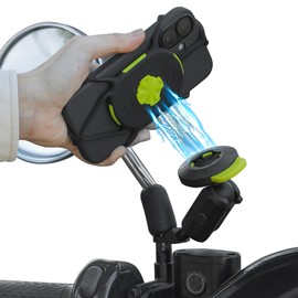 Moto Tie Connect Kit 3, soporte magnético para teléfono de moto, desmontable y giratorio 360° con diseño antichoque, soporte para teléfono de scooter para la mayoría de smartphones Espejo retrovisor