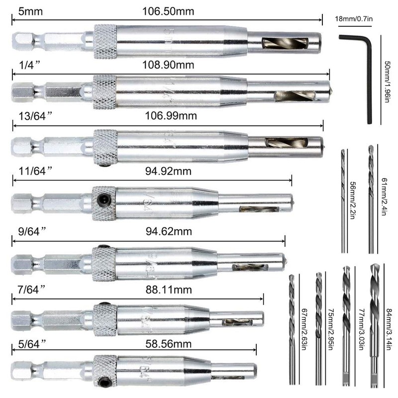 21 pcs Center Drill Bit Set, AFUNTA Self Centering Hinge
