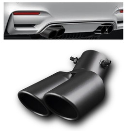 Stainless Steel Dual Exhaust Tip, 2.5" Inlet 2.4" Outlet Dual Tail Pipe Muffler Tip for Honda, Bolt-on Bevel Port Exhaust Tip, Universal Car Modification Accessories for Most Cars(Black)