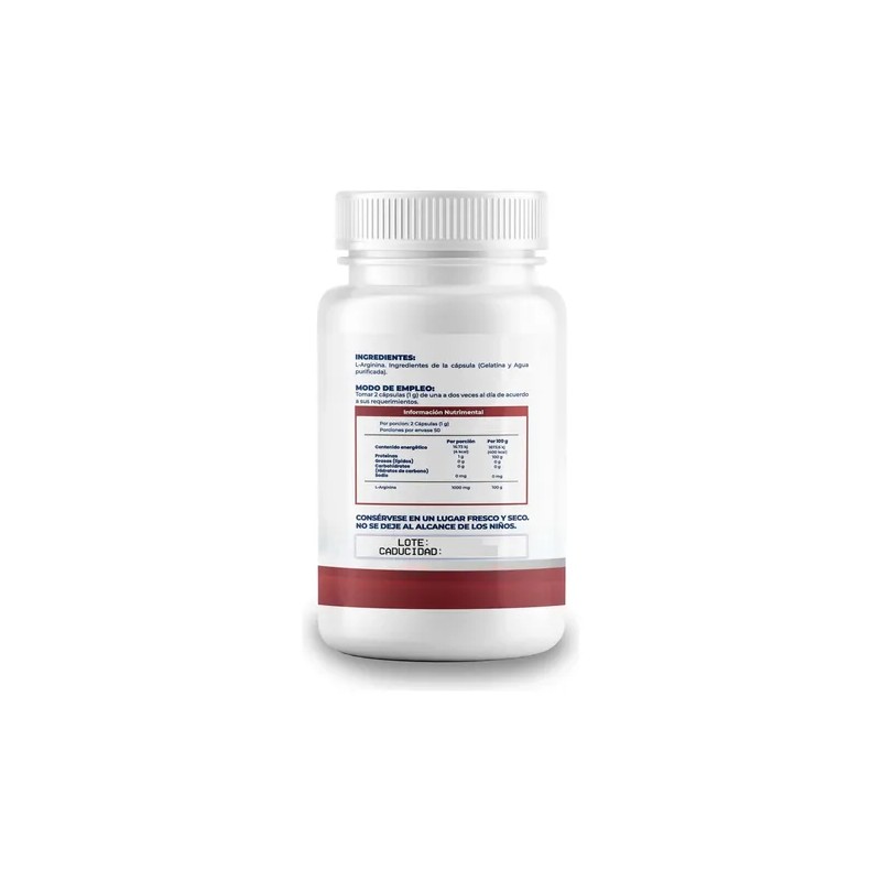 Arginina 500mg 100 Cápsulas Por Frasco