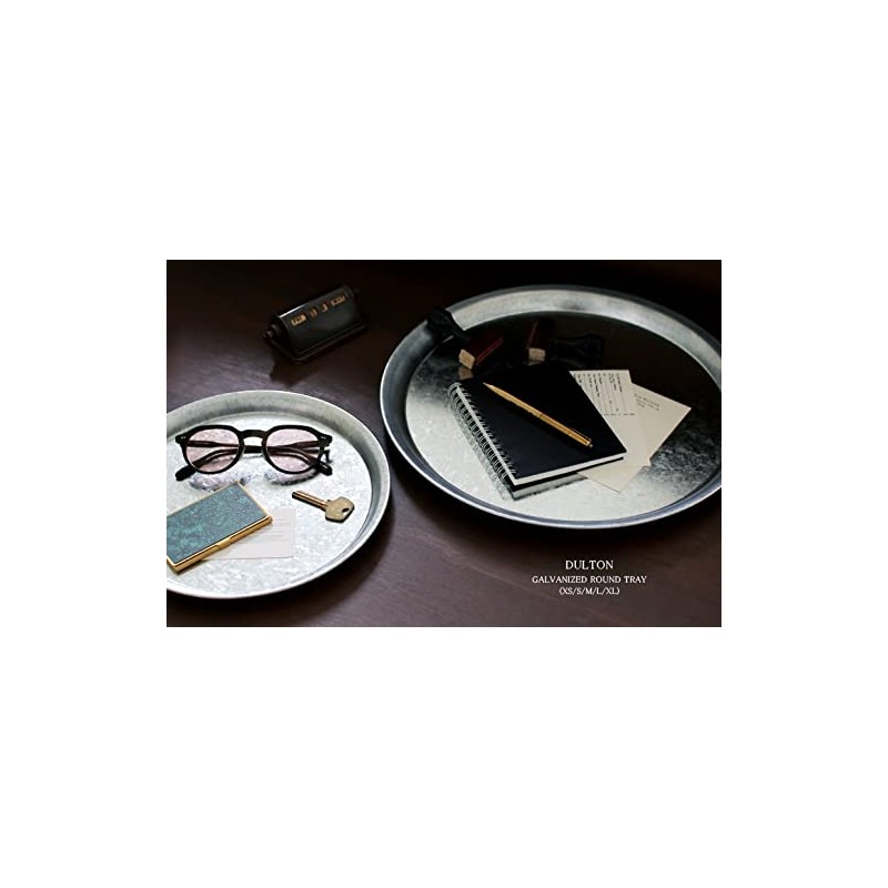 Dalton Galvanized round tray G19-0076 M Coin Tray Accessory Tray