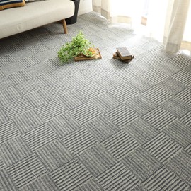 Glam Style Carpet, Can Be Cut, Washable, Floor Heating Compatible, 53.4 sq ft (3 Tatami Mats), Gray