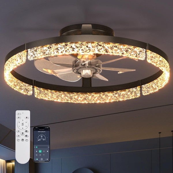 addlon Ceiling Fans with Lights and Remote, 20'' Low Profile