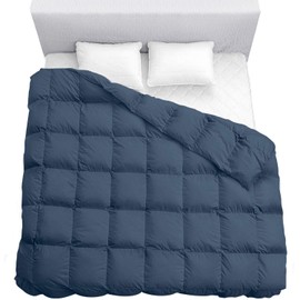Lux Decor Collection Comforter Duvet Insert for All Season - Quilted Bedding Box Stitched Down Alternative Comforter with Corner Tabs - Plush Microfiber Fill Stand-Alone Comforter (Twin Size, Navy)
