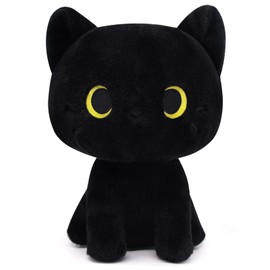 Yamepuia Black Cat Plush Toy, Cute Black Cat Plush Toy, Kawaii Black Cat Plush Doll, Creative Soft Stuffed Cat Plush Toys for Children, Birthday, Christmas