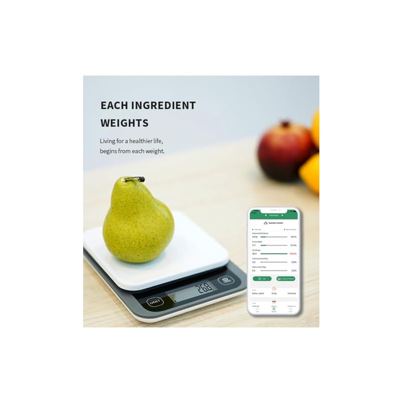 FITDAYS Báscula de cocina inteligente para bajar de peso y