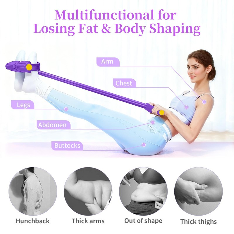 Multifunction Pedal Resistance Band with Handle, 6-Tube Exercise Bands