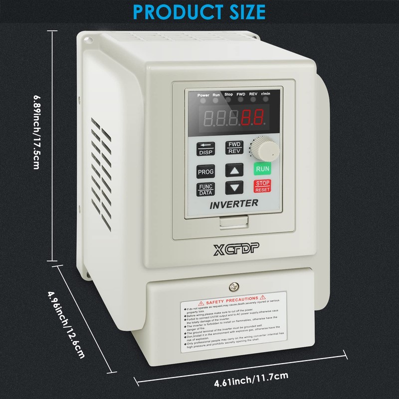 XCFDP AC 220V/2.2kw 3HP Variable Frequency Drive,12A VFD Inverter Single
