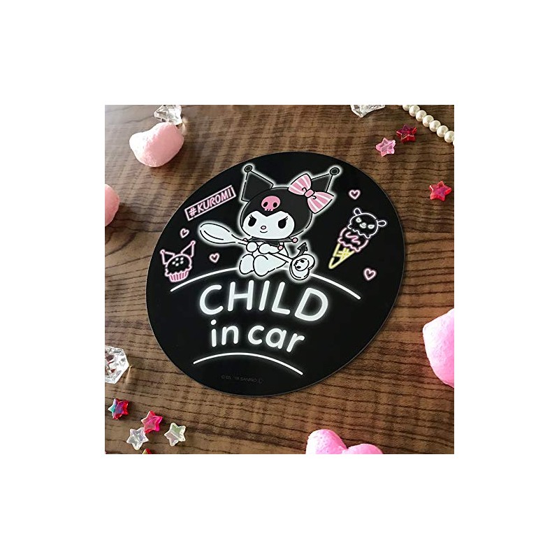 Kuromi Magnetic Sticker Standard Design CHILD IN CAR, Round Shape