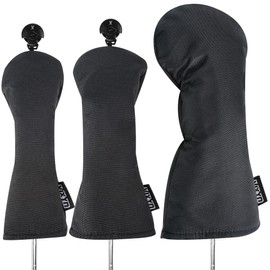 VIXYN Golf Club Covers - 3 Pack Golf Club Head Covers for Driver, Woods and Hybrid - Driver Headcover to Fit All Golf Clubs (Black)