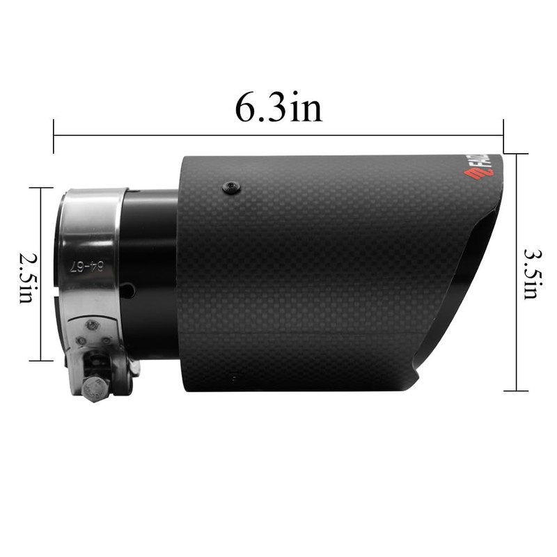 FAIZJUNBEN carbon fiber exhaust tip intake 2.5 inch outlet 3.5