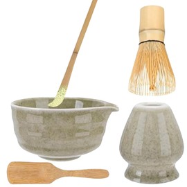 Matcha Whisk Set - Matcha Set with Whisk and Bowl | Tea Accessories Tool Kit with Wood Spoon Ceramic Holder for Tea Making Ceremony Lovers Beginners