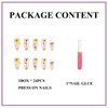 MERVF Almond Press on Nails Medium Fake Nails Flower Spring
