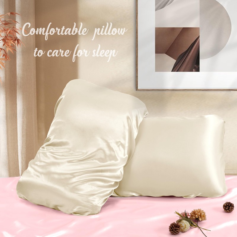 Manyshofu Satin Pillowcases for Hair Protection - 1Pcs Beige Pillow