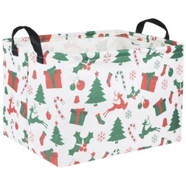 TIBAOLOVER Rectangular Kids Storage Basket Gift Basket Baby Storage Basket Cute Kids Toy Storage Bin Organizer Shelf Book Basket Room Decor(Christmas Tree)